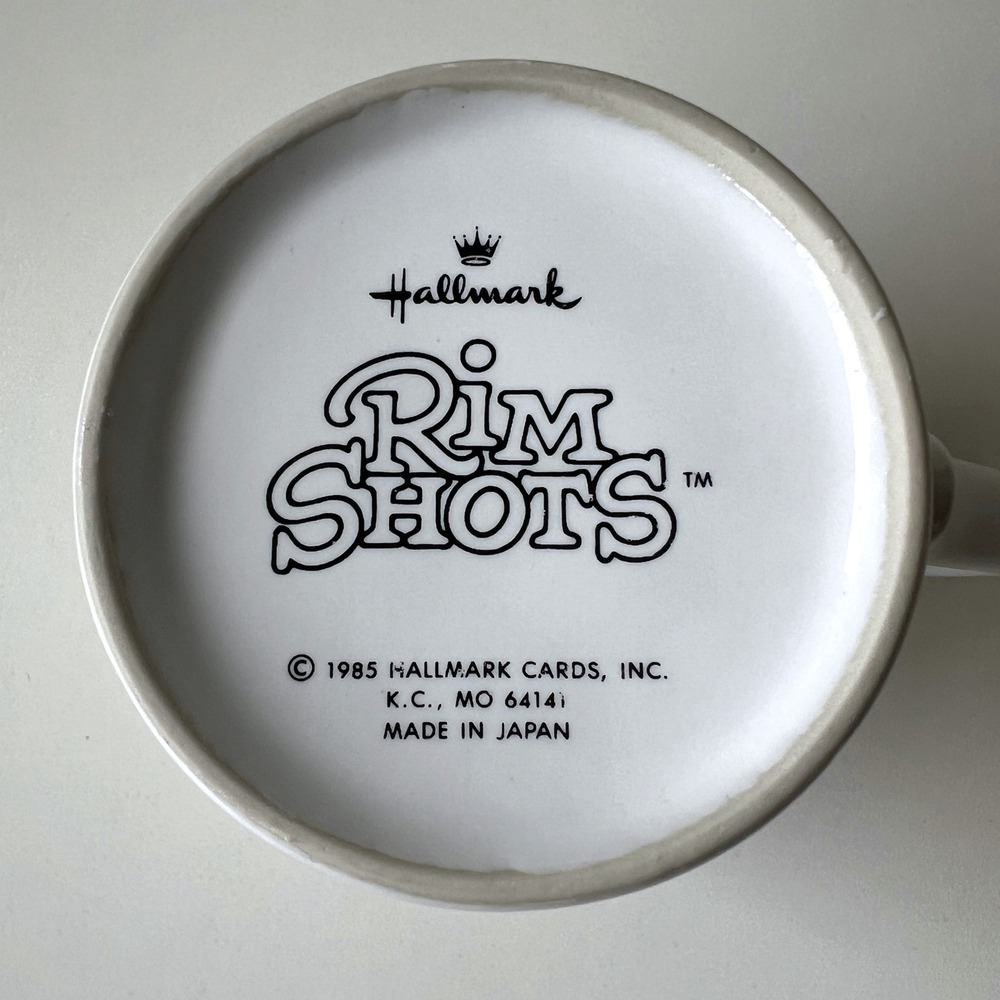 Vintage 1985 Hallmark Rim Shots Give Me Strength Mouse Weightlifting Mug - Picture 3 of 8